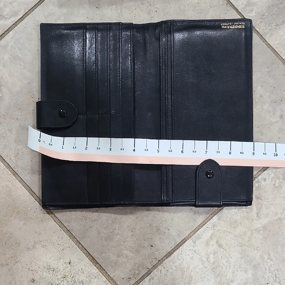 SERMONETA-ROMA Genuine Black Leather Wallet Card Holder.